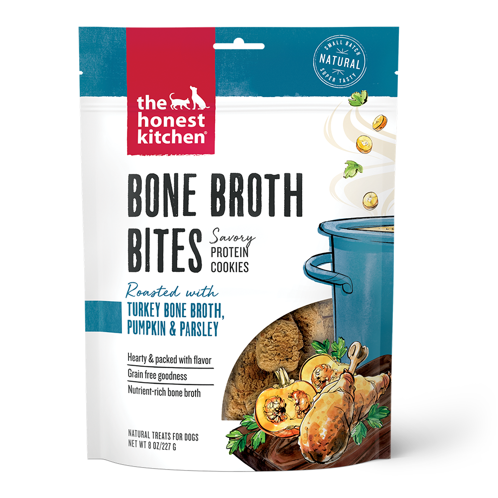 The Honest Kitchen Bone Broth Bites Dog Treat Turkey & Pumpkin 8oz