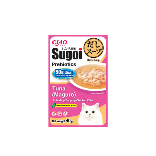 Ciao Sugoi Dashi Soup Pouch Chicken Fillet Plus Prebiotics Cat Treats 40g