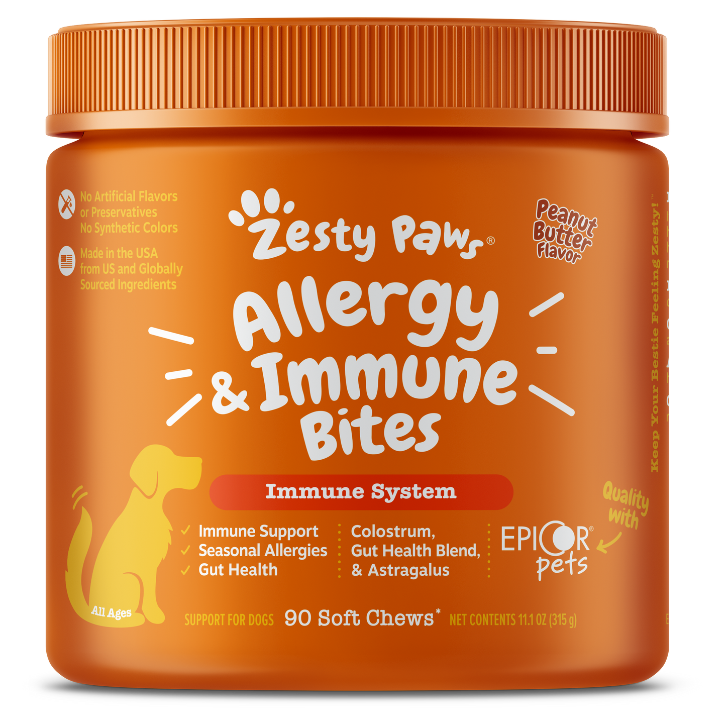 Zesty Paws Allergy & Immune Bites Dog Supplements 90ct