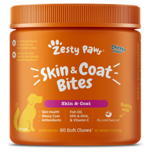 Zesty Paws Skin & Coat Bites Dog Supplements Chicken 90ct