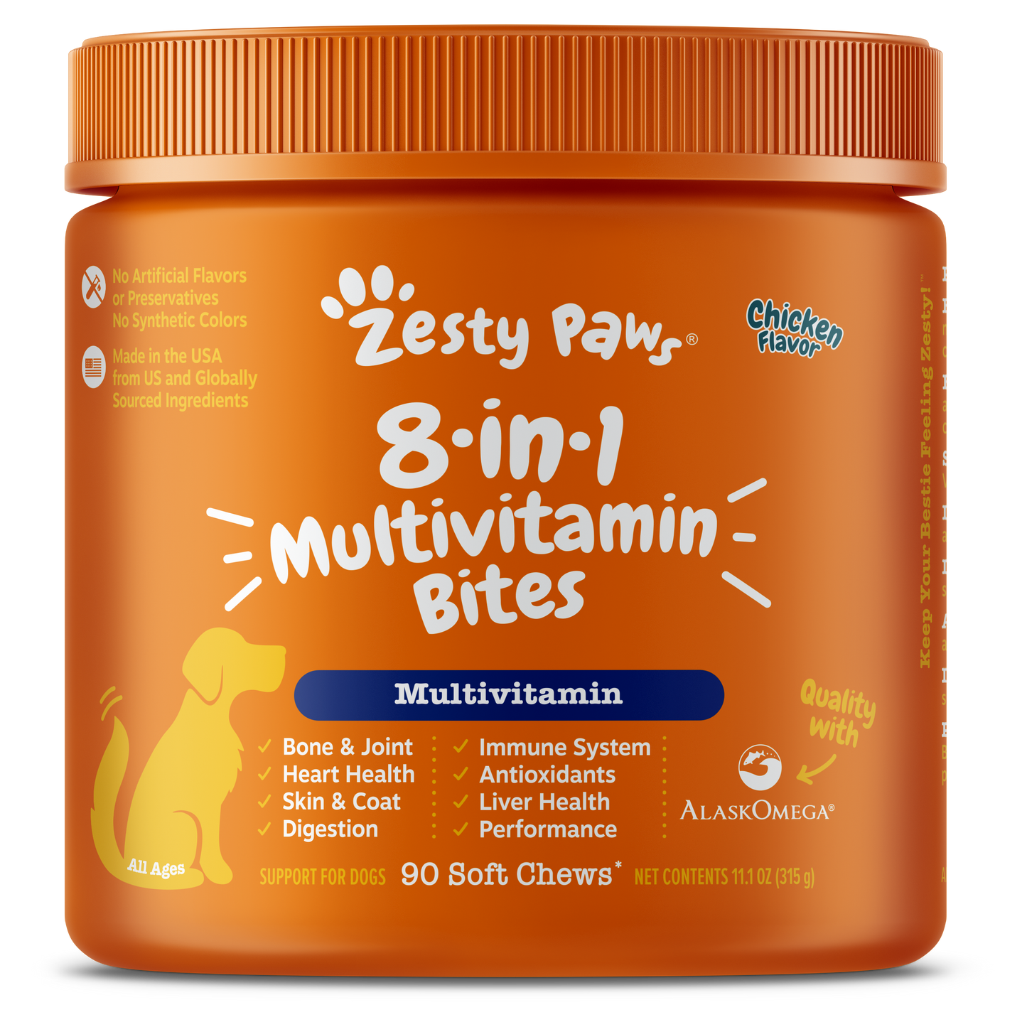 Zesty Paws 8-in-1 Multivitamin Bites Dog Supplements 90ct