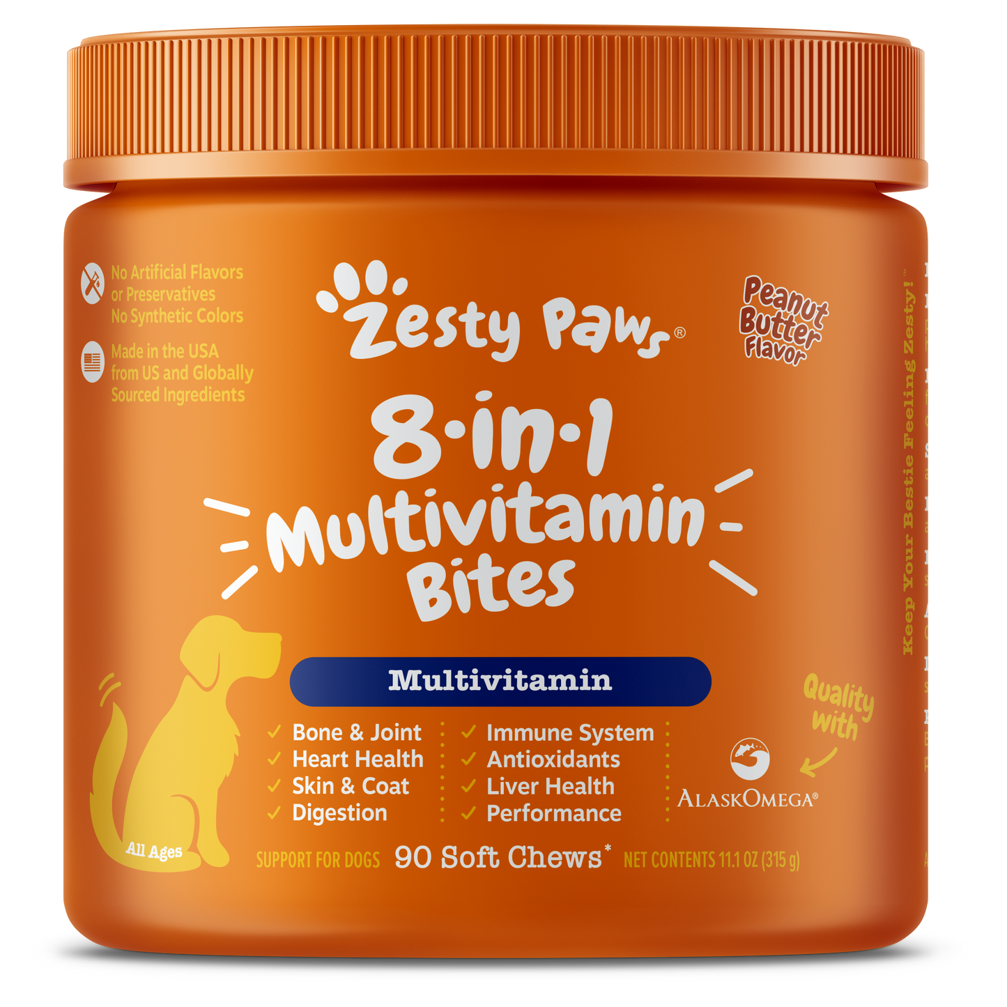 Zesty Paws 8-in-1 Multivitamin Bites Dog Supplements 90ct