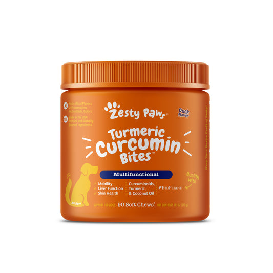 Zesty Paws Turmeric Curcumin Bites Dog Supplements Duck 90ct