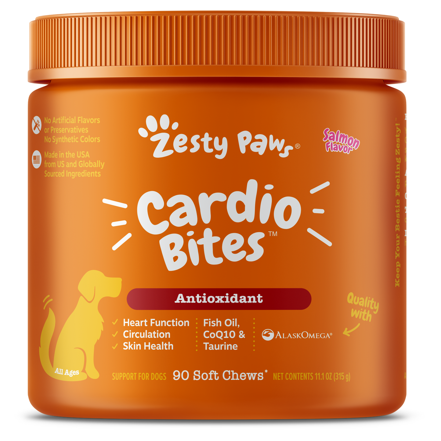 Zesty Paws Cardio Bites Dog Supplements Salmon 90ct