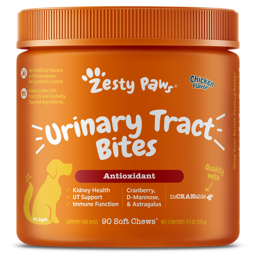 Zesty Paws Urinary Tract Bites Dog Supplements Chicken 90ct