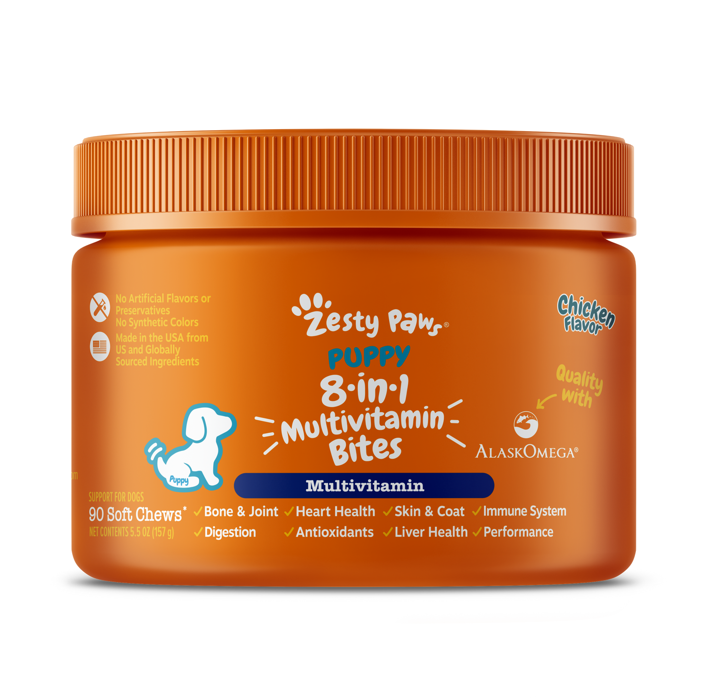 Zesty Paws 8-in-1 Multivitamin Bites Puppy Supplements Chicken 90ct