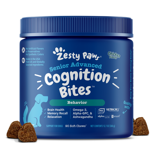 Zesty Paws Senior Advanced Cognition Bites Dog Supplements Chicken 90ct