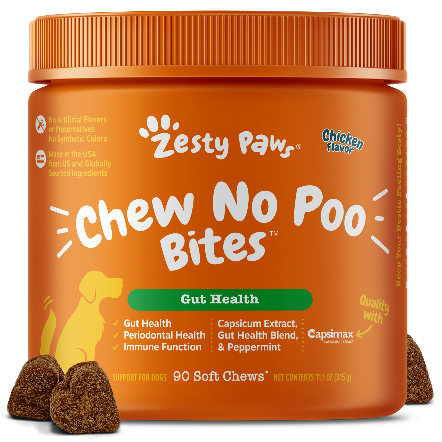 Zesty Paws Chew No Poo Bites Dog Supplements Chicken 90ct