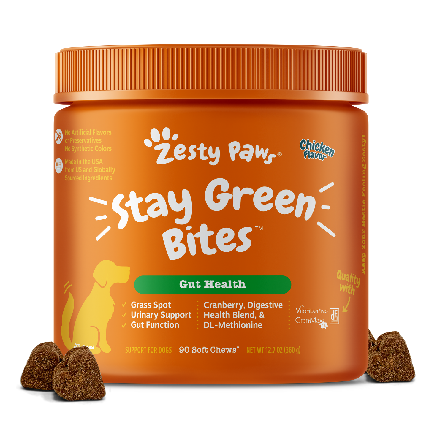 Zesty Paws Stay Green Bites Dog Supplements Chicken 90ct